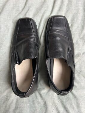 Men's Black Slip-On Loafers with Square Toe